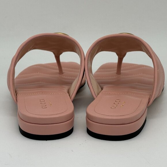 Gucci Marmont GG Padded Chevron Matelasse Leather Thong Flat Sandals Shoes - Picture 12 of 16